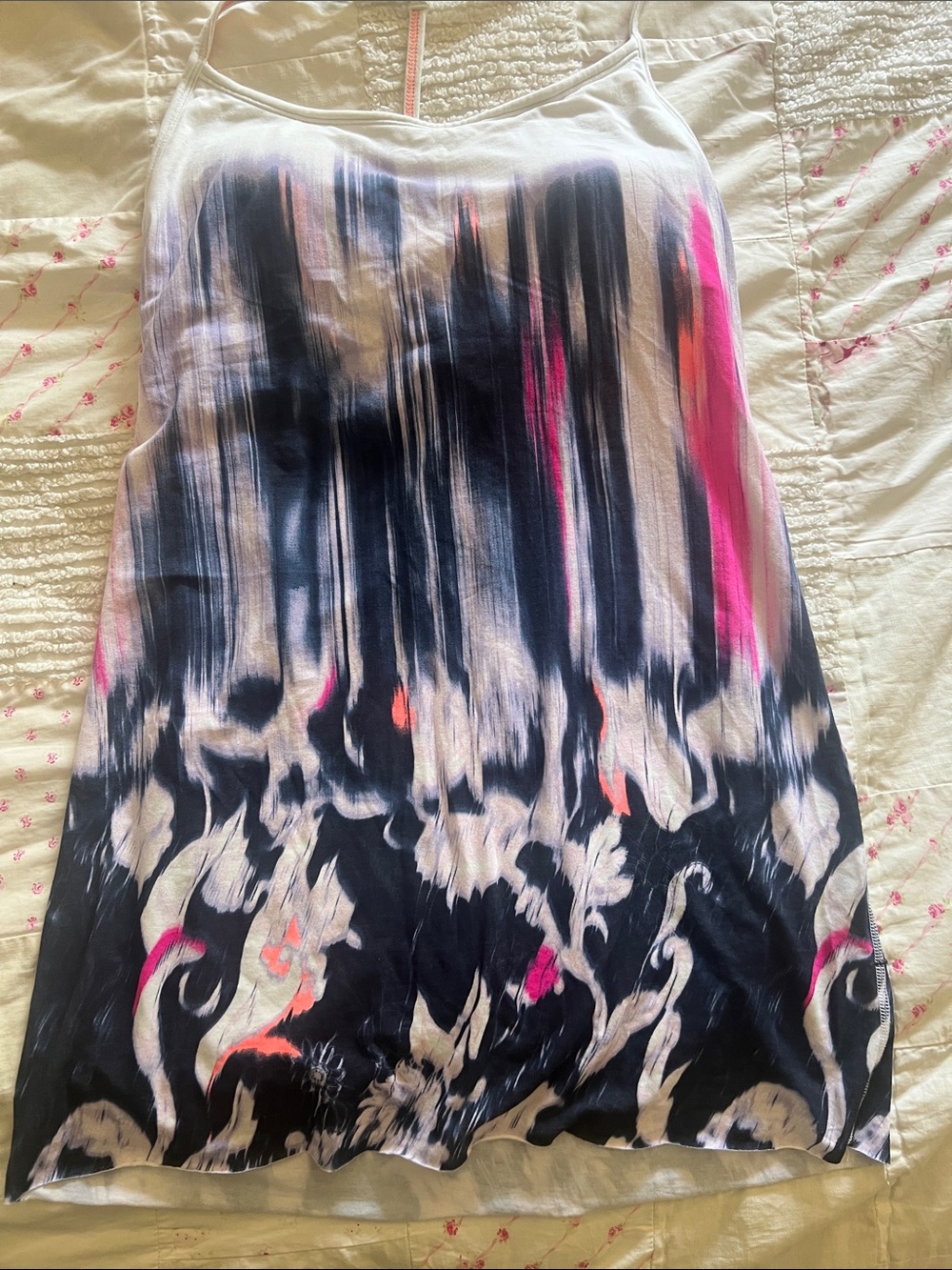 lululemon athletica White Black and Pink Tie-Dye Tank Top